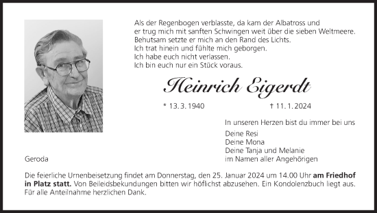 Anzeige von Heinrich Eigerdt von MGO