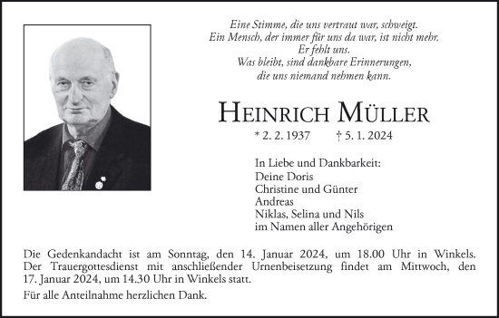 Anzeige von Heinrich Müller von MGO