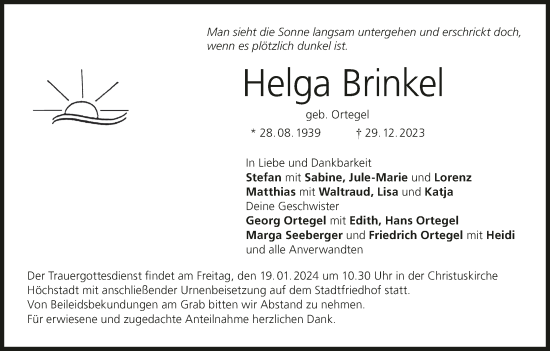 Anzeige von Helga Brinkel von MGO