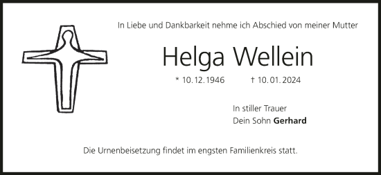 Anzeige von Helga Wellein von MGO