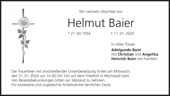 Anzeige von Helmut Baier von MGO