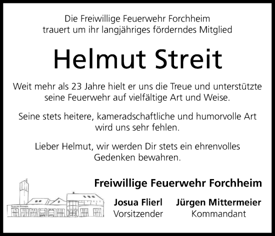 Anzeige von Helmut Streit von MGO