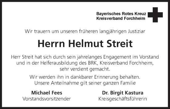 Anzeige von Helmut Streit von MGO
