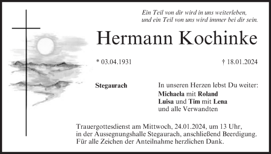 Anzeige von Hermann Kochinke von MGO