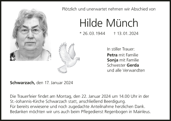 Anzeige von Hilde Münch von MGO