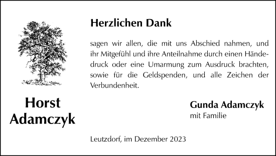 Anzeige von Horst Adamczyk von MGO