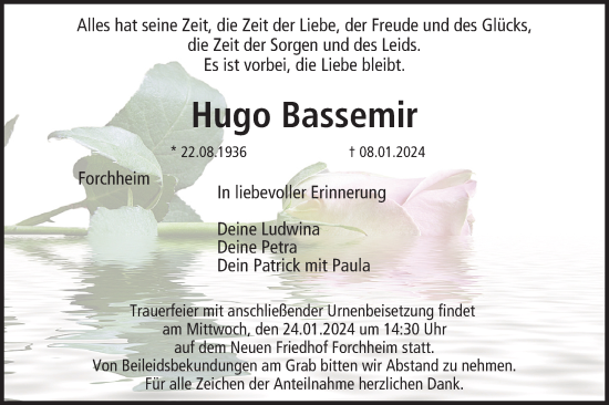 Anzeige von Hugo Bassemir von MGO