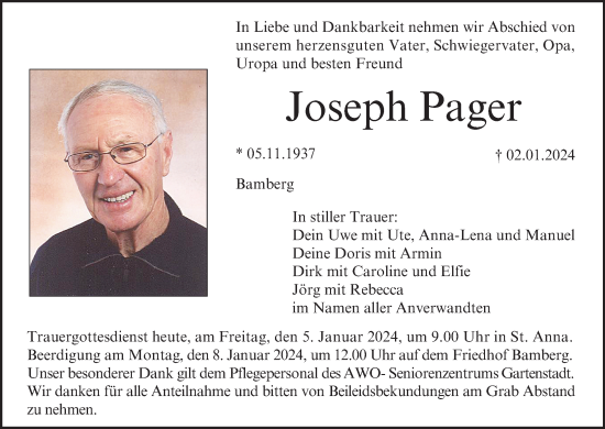 Anzeige von Joseph Pager von MGO