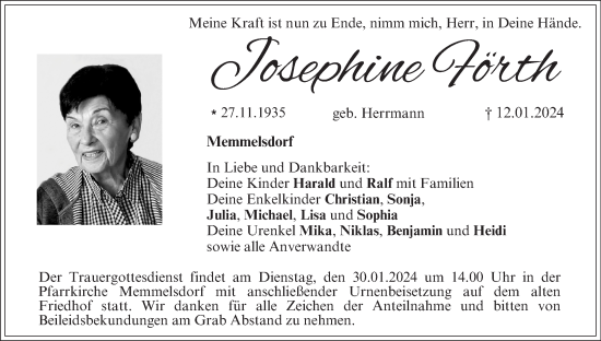 Anzeige von Josephine Förth von MGO