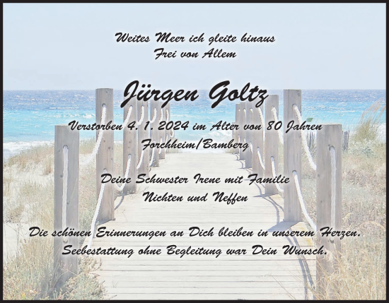 Anzeige von Jürgen Goltz von MGO