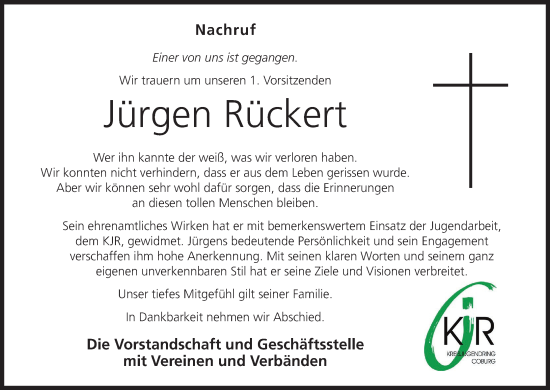 Anzeige von Jürgen Rückert von MGO
