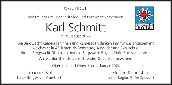 Anzeige von Karl Schmitt von MGO