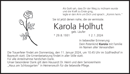 Anzeige von Karola Holhut von MGO