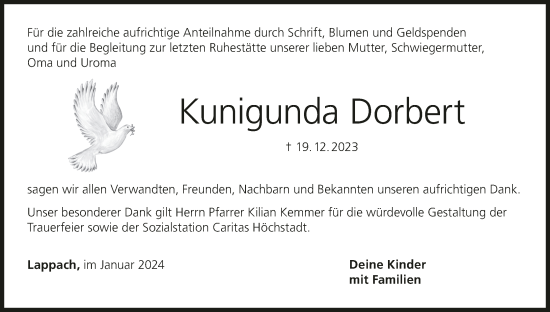 Anzeige von Kunigunda Dorbert von MGO