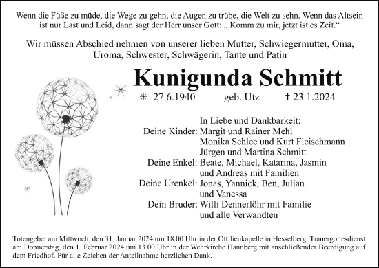 Anzeige von Kunigunda Schmitt von MGO