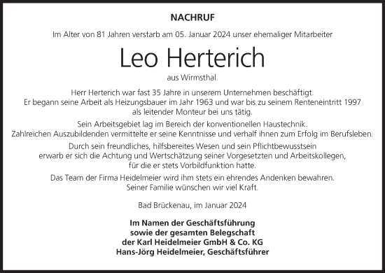 Anzeige von Leo Herterich von MGO
