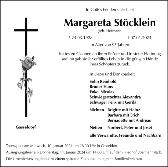 Anzeige von Margareta Stöcklein von MGO