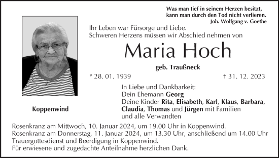 Anzeige von Maria Hoch von MGO