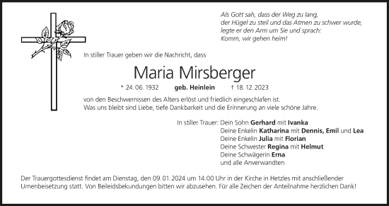 Anzeige von Maria Mirsberger von MGO