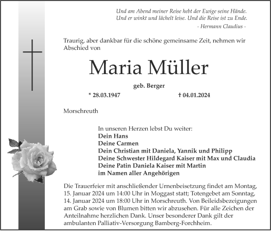 Anzeige von Maria Müller von MGO