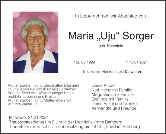 Anzeige von Maria Sorger von MGO