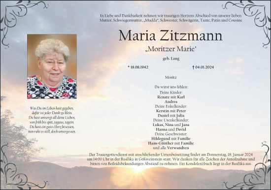 Anzeige von Maria Zitzmann von MGO