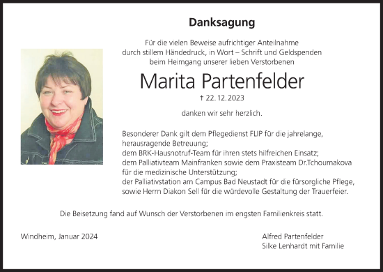 Anzeige von Marita Partenfelder von MGO