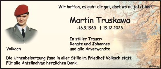 Anzeige von Martin Truskawa von MGO