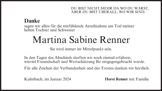 Anzeige von Martina Sabine Renner von MGO