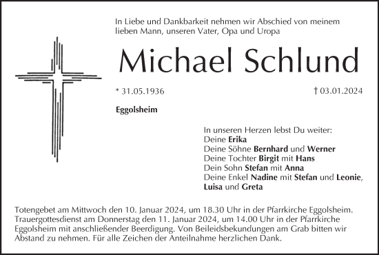 Anzeige von Michael Schlund von MGO