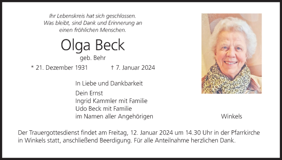 Anzeige von Olga Beck von MGO