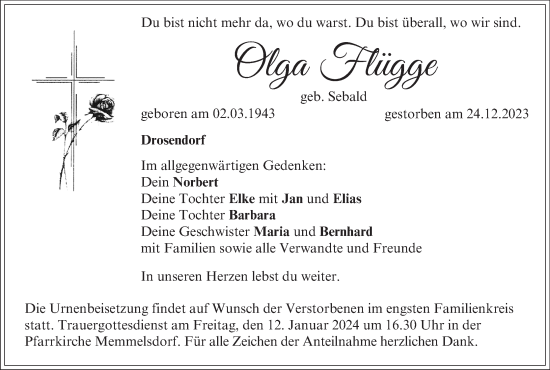 Anzeige von Olga Flügge von MGO