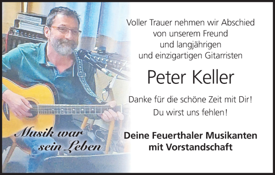 Anzeige von Peter Keller von MGO