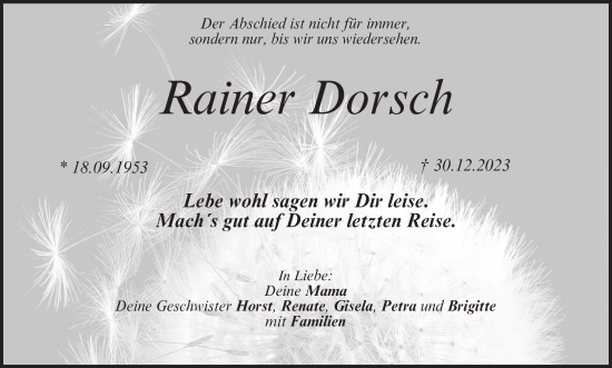 Anzeige von Rainer Dorsch von MGO