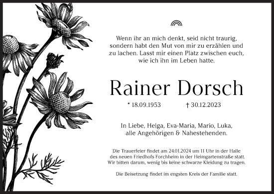 Anzeige von Rainer Dorsch von MGO