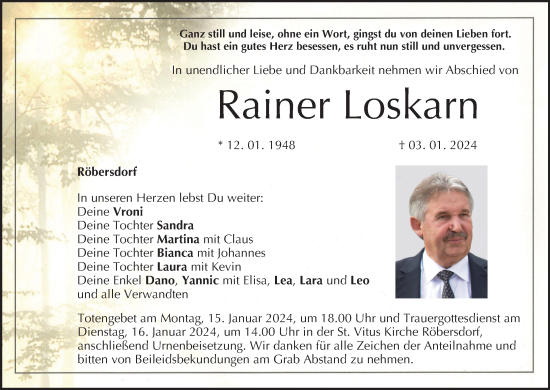Anzeige von Rainer Loskarn von MGO