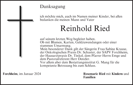 Anzeige von Reinhold Ried von MGO