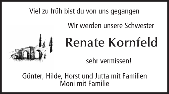Anzeige von Renate Kornfeld von MGO
