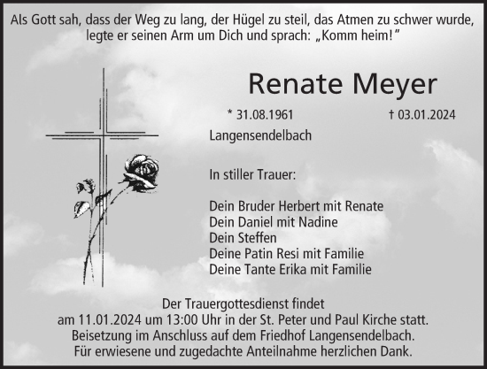 Anzeige von Renate Meyer von MGO