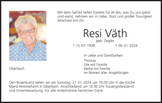 Anzeige von Resi Väth von MGO