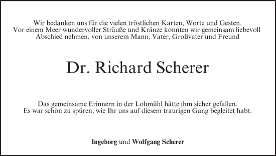 Anzeige von Richard Scherer von MGO