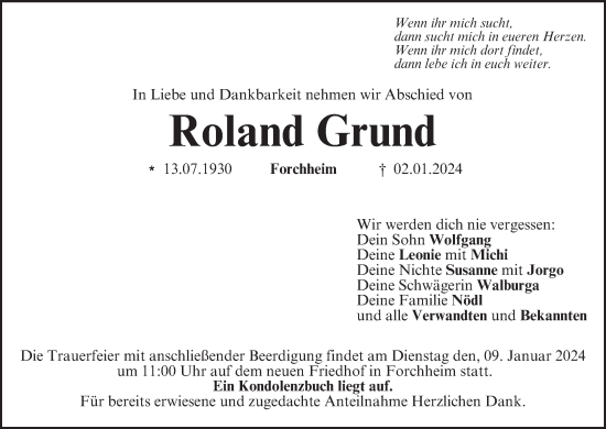 Anzeige von Roland Grund von MGO