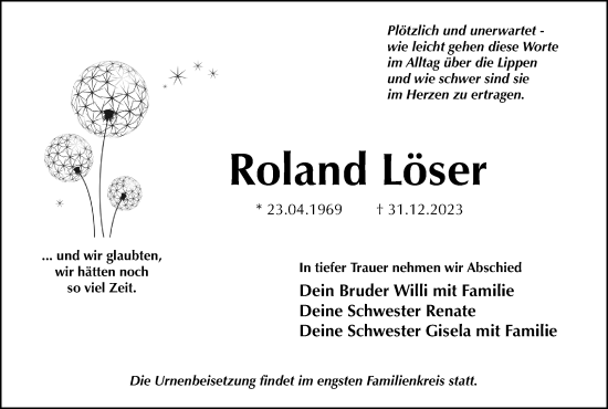 Anzeige von Roland Löser von MGO