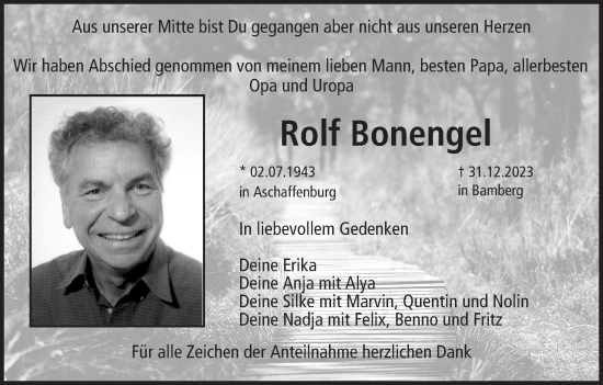 Anzeige von Rolf Bonengel von MGO
