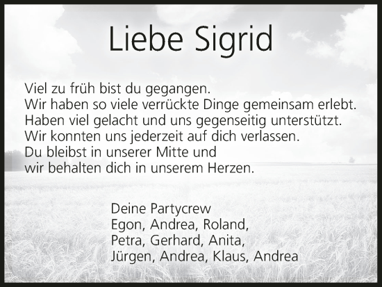 Anzeige von Sigrid  von MGO