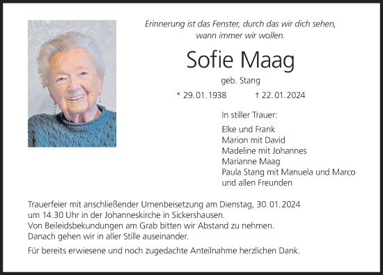 Anzeige von Sofie Maag von MGO