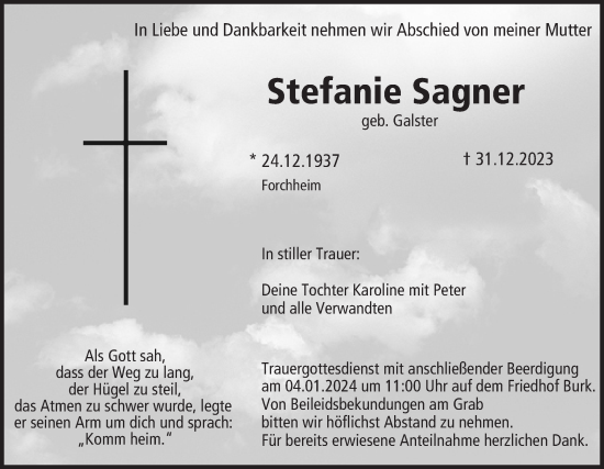 Anzeige von Stefanie Sagner von MGO