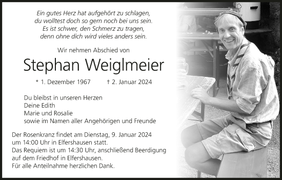 Anzeige von Stephan Weiglmeier von MGO