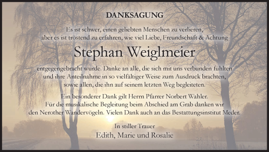 Anzeige von Stephan Weiglmeier von MGO