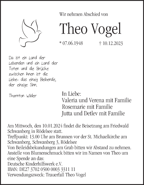 Anzeige von Theo Vogel von MGO